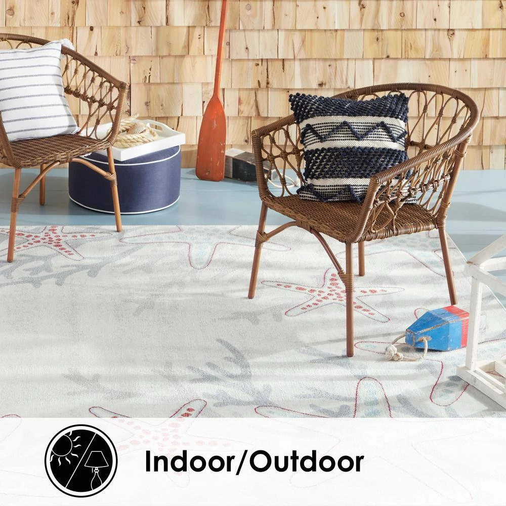 Marine Coral Navy Ivory/Blue 8 ft. x 10 ft. Starfish Indoor/Outdoor Area Rug by Home Dynamix 6 Marine Coral Navy Ivory/Blue 8 ft. x 10 ft. Starfish Indoor/Outdoor Area Rug by Home Dynamix - Image 4