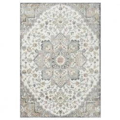 Helen Valeria Ivory/Grey 8 ft. x 10 ft. Medallion Area Rug by Home Dynamix