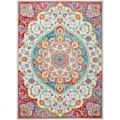 Splash Ivory/Red 5 ft. x 7 ft. Medallion Area Rug by Home Dynamix