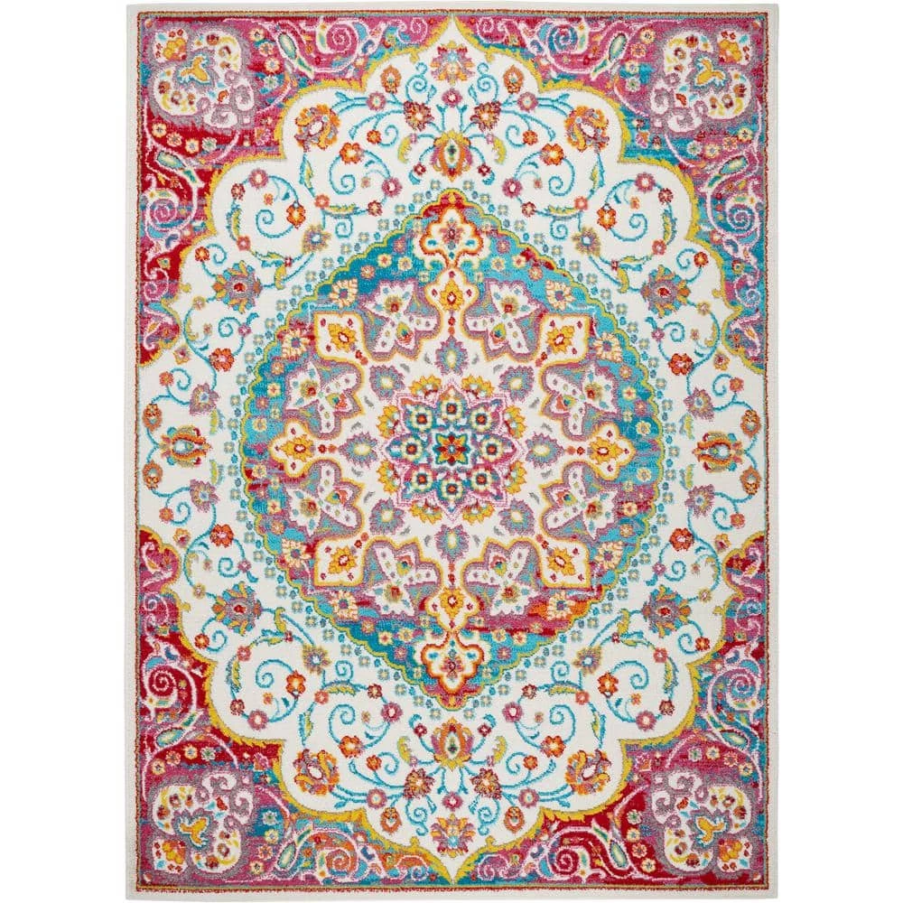 Splash Ivory/Red 5 ft. x 7 ft. Medallion Area Rug by Home Dynamix 3 Splash Ivory/Red 5 ft. x 7 ft. Medallion Area Rug by Home Dynamix