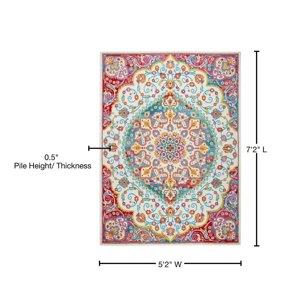 Splash Ivory/Red 5 ft. x 7 ft. Medallion Area Rug by Home Dynamix 11 Splash Ivory/Red 5 ft. x 7 ft. Medallion Area Rug by Home Dynamix - Image 9