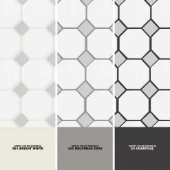Prologue Matte White 12 in. x 12 in. x 6 mm Glazed Ceramic Octagon/Dot Mosaic Floor and Wall Tile (1 sq. ft./ each) by Daltile -Daltile Sales Store matte white daltile ceramic tile pr922oct44hd1p2 1d 1000
