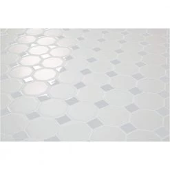 Prologue Matte White 12 in. x 12 in. x 6 mm Glazed Ceramic Octagon/Dot Mosaic Floor and Wall Tile (1 sq. ft./ each) by Daltile -Daltile Sales Store matte white daltile ceramic tile pr922oct44hd1p2 77 1000
