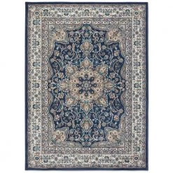 Tremont Magnolia Navy Blue/Ivory 8 ft. x 10 ft. Medallion Area Rug by Home Dynamix