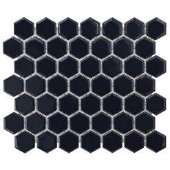 Restore Glossy Navy Hexagon 10 in. x 12 in. x 6.35 mm Glazed Ceramic Mosaic Tile (0.81 sq. ft./Each) by Daltile