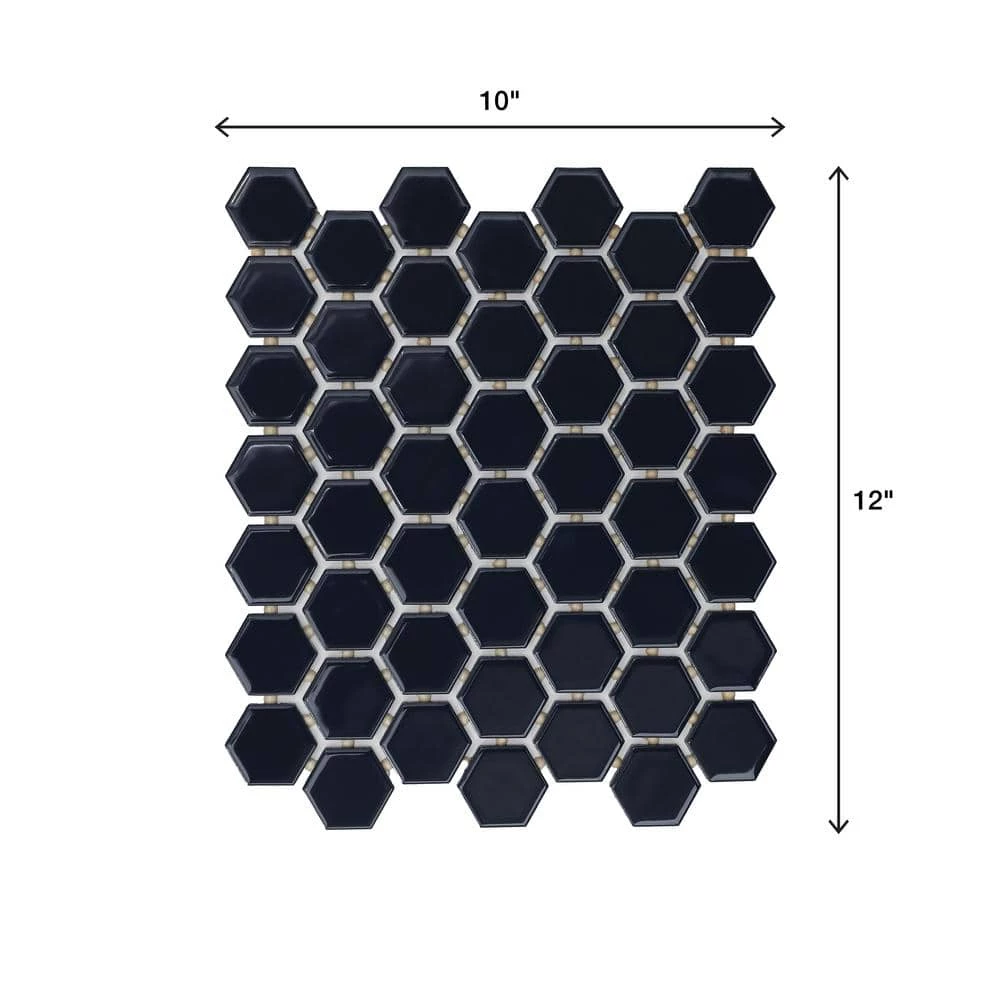 Restore Glossy Navy Hexagon 10 in. x 12 in. x 6.35 mm Glazed Ceramic Mosaic Tile (0.81 sq. ft./Each) by Daltile 5 Restore Glossy Navy Hexagon 10 in. x 12 in. x 6.35 mm Glazed Ceramic Mosaic Tile (0.81 sq. ft./Each) by Daltile - Image 3