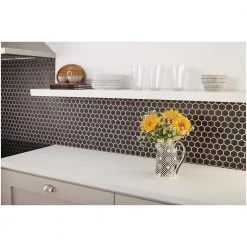 LuxeCraft Hexagon 10 in. x 12 in. x 6.35 mm Obsidian Black Glazed Ceramic Mosaic Tile (0.81 sq. ft./Each) by Daltile -Daltile Sales Store obsidian black daltile ceramic tile lc2015hexhd1p2 4f 1000