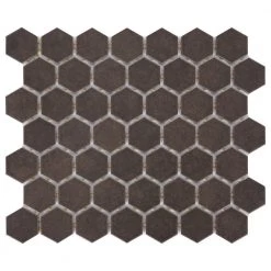 LuxeCraft Hexagon 10 in. x 12 in. x 6.35 mm Obsidian Black Glazed Ceramic Mosaic Tile (0.81 sq. ft./Each) by Daltile
