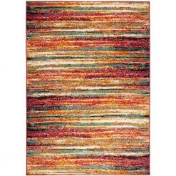 Splash Orange/Blue 3 ft. x 4 ft. Striped Area Rug by Home Dynamix
