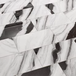 Rapport Panda Marble Polished 12 in. x 24 in. Glazed Porcelain Floor and Wall Tile (17.1 sq. ft./Case) by Daltile -Daltile Sales Store panda marble daltile porcelain tile rt201224ahd1lf 4f 1000