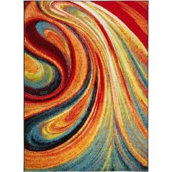 Splash Red/Blue 8 ft. x 10 ft. Abstract Area Rug by Home Dynamix