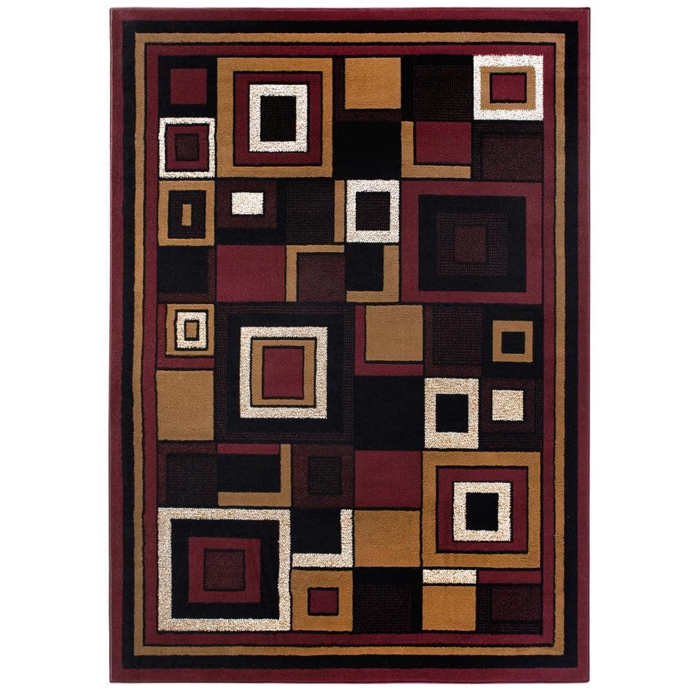 Premium Nikola Red/Brown 5 ft. x 7 ft. Geometric Area Rug by Home Dynamix 3 Premium Nikola Red/Brown 5 ft. x 7 ft. Geometric Area Rug by Home Dynamix