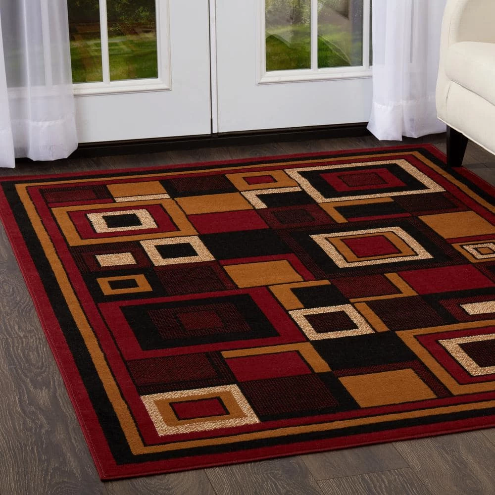 Premium Nikola Red/Brown 5 ft. x 7 ft. Geometric Area Rug by Home Dynamix 4 Premium Nikola Red/Brown 5 ft. x 7 ft. Geometric Area Rug by Home Dynamix - Image 2