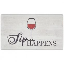 Cozy Living Sip Happens Red 17.5 in. x 30 in. Anti Fatigue Kitchen Mat by Home Dynamix