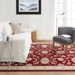 Bazaar Scarlet Red/Ivory 9 ft. x 12 ft. Medallion Area Rug by Home Dynamix -Daltile Sales Store red ivory home dynamix area rugs 10 17410 200 a0 1000
