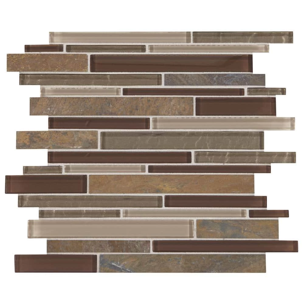 Stone Decor Rustic Slate 12 in. x 14 in. x 8 mm Stone and Glass Random Linear Mosaic Wall Tile (0.95 sq. ft./Each) by Daltile 3 Stone Decor Rustic Slate 12 in. x 14 in. x 8 mm Stone and Glass Random Linear Mosaic Wall Tile (0.95 sq. ft./Each) by Daltile