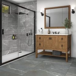 Rivervale Silver Steel 18 in. x 36 in. Glazed Ceramic Floor and Wall Tile (12.89 sq. ft./Case) by Daltile -Daltile Sales Store silver steel daltile ceramic tile rv41rct1836mthd 40 1000