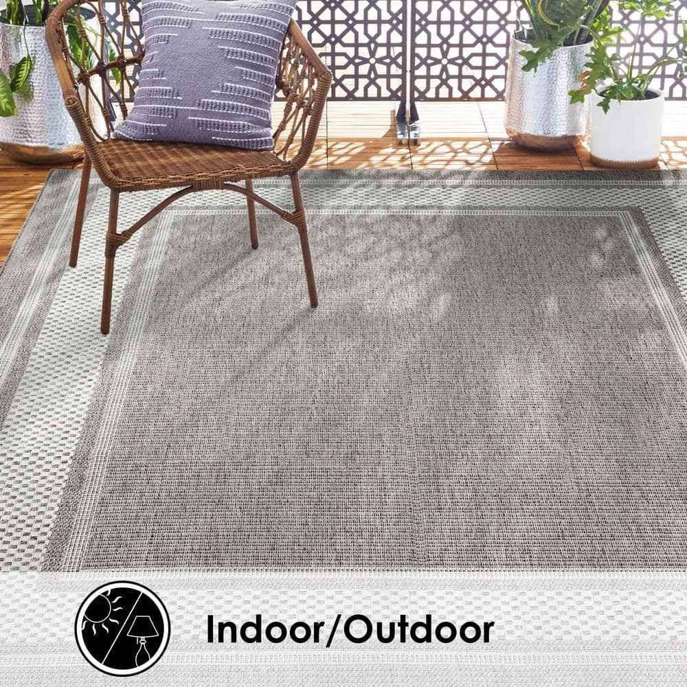 Tripoli Julie Grey/Ivory 5 ft. x 7 ft. Border Indoor/Outdoor Area Rug by Home Dynamix 6 Tripoli Julie Grey/Ivory 5 ft. x 7 ft. Border Indoor/Outdoor Area Rug by Home Dynamix - Image 4