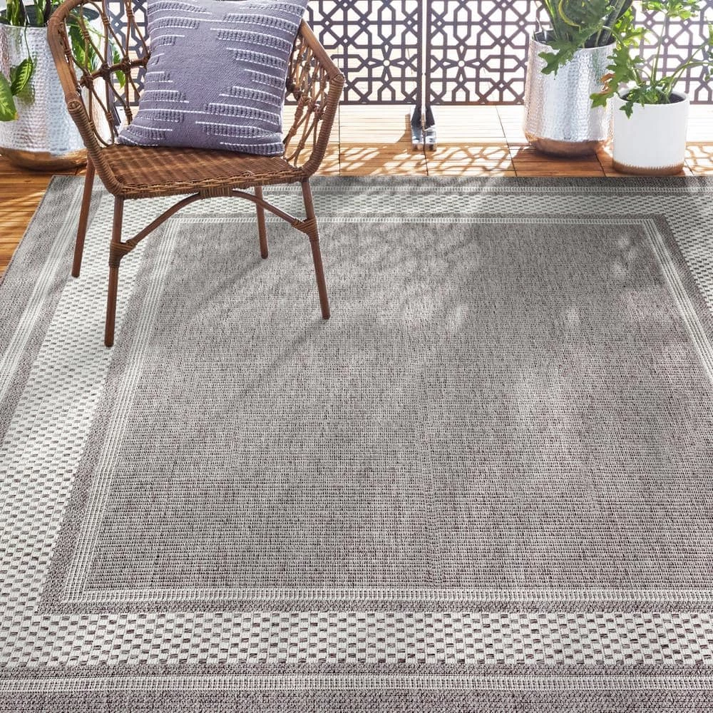 Tripoli Julie Grey/Ivory 5 ft. x 7 ft. Border Indoor/Outdoor Area Rug by Home Dynamix 4 Tripoli Julie Grey/Ivory 5 ft. x 7 ft. Border Indoor/Outdoor Area Rug by Home Dynamix - Image 2
