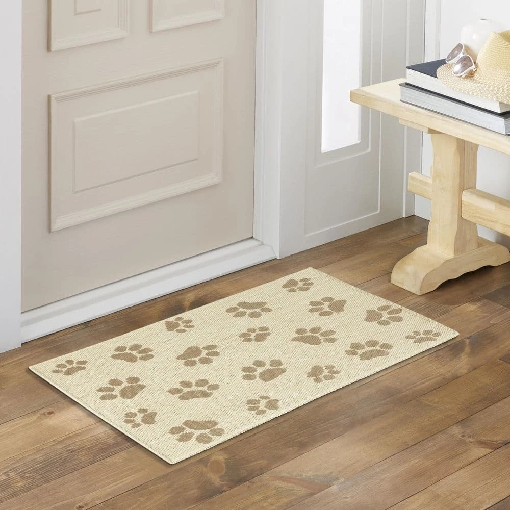 Comfy Pooch Tan/Brown Paw 23.6 in. x 35.4 in. Machine Washable Kitchen Mat by Home Dynamix 5 Comfy Pooch Tan/Brown Paw 23.6 in. x 35.4 in. Machine Washable Kitchen Mat by Home Dynamix - Image 3