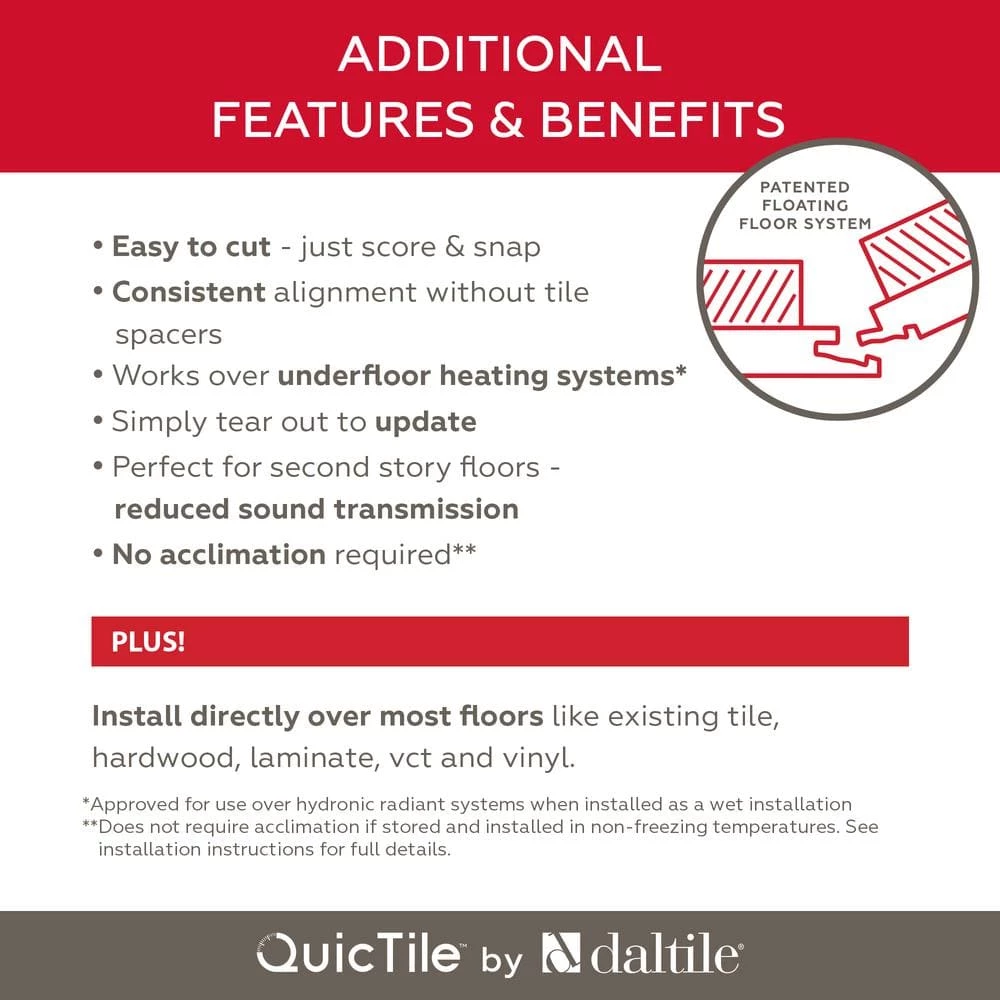 QuicTile 12 in. x 24 in. Tower White Matte Porcelain Locking Floor Tile (9.6 sq. ft. / case) by Daltile 15 QuicTile 12 in. x 24 in. Tower White Matte Porcelain Locking Floor Tile (9.6 sq. ft. / case) by Daltile - Image 13