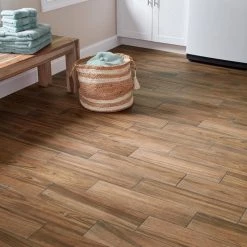 Baker Wood 6 in. x 24 in. Walnut Glazed Porcelain Floor and Wall Tile (0.97 sq. ft./Each) by Daltile -Daltile Sales Store walnut daltile porcelain tile bk10624hd1pr 40 1000 1