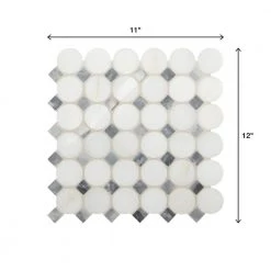 Premier Accents White and Gray Coin 11 in. x 12 in. x 8 mm Stone Mosaic Floor and Wall Tile (0.92 sq. ft./Each) by Daltile -Daltile Sales Store white and gray daltile marble tile pa83coinccms1l 66 1000