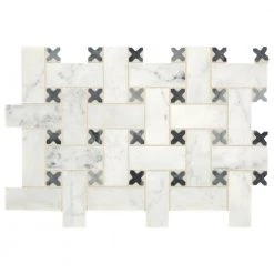 Premier Accents White and Gray Basket Weave 9 in. x 14 in. x 10 mm Natural Stone Mosaic Tile (0.82 sq. ft. / piece) by Daltile