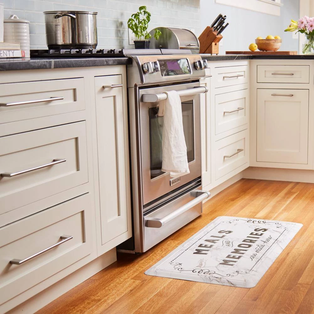 Cat Cora Grey 19.6 in. x 39 in. Printed "Meals & Memories" Anti Fatigue Kitchen Mat by Home Dynamix 4 Cat Cora Grey 19.6 in. x 39 in. Printed "Meals & Memories" Anti Fatigue Kitchen Mat by Home Dynamix - Image 2