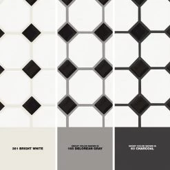Octagon and Dot Matte White with Black Dot 12 in. x 12 in. x 6 mm Ceramic Mosaic Floor and Wall Tile (1 sq. ft./ Each) by Daltile -Daltile Sales Store white with black dot daltile ceramic tile 65012oct21cc1p2 1d 1000