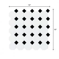 Octagon and Dot Matte White with Black Dot 12 in. x 12 in. x 6 mm Ceramic Mosaic Floor and Wall Tile (1 sq. ft./ Each) by Daltile -Daltile Sales Store white with black dot daltile ceramic tile 65012oct21cc1p2 66 1000